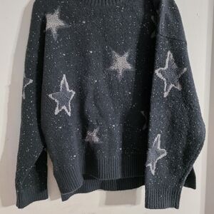 Bobeau Black Star Pattern Sweater